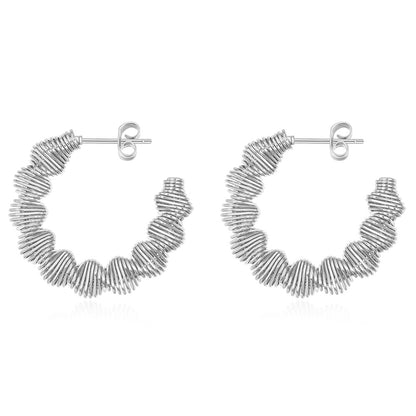 1 Pair Simple Style Geometric Solid Color Plating Titanium Steel Hoop Earrings