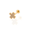 1 Piece Ig Style Cool Style Geometric Water Droplets Plating Inlay Titanium Alloy Zircon 18k Gold Plated Ear Studs