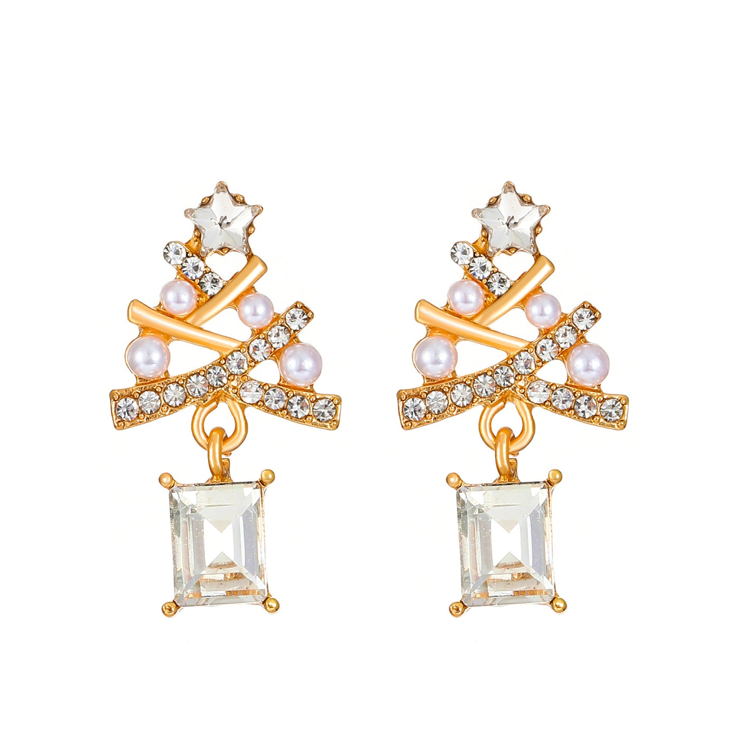 1 Pair Cute Christmas Tree Alloy Ear Studs