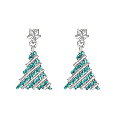 1 Pair Cute Christmas Tree Alloy Ear Studs