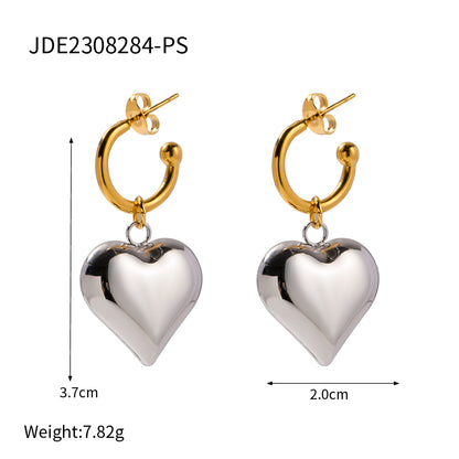 1 Pair Ig Style Simple Style Heart Shape Plating Stainless Steel 18k Gold Plated Drop Earrings