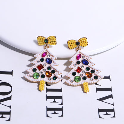 1 Pair Classic Style Christmas Tree Bow Knot Plating Inlay Alloy Gem Gold Plated Ear Studs