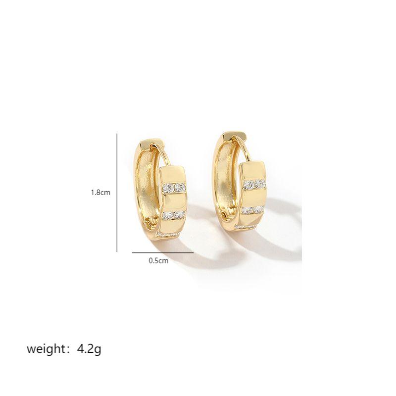 1 Pair Ig Style Round Plating Inlay Copper Zircon 18k Gold Plated Earrings