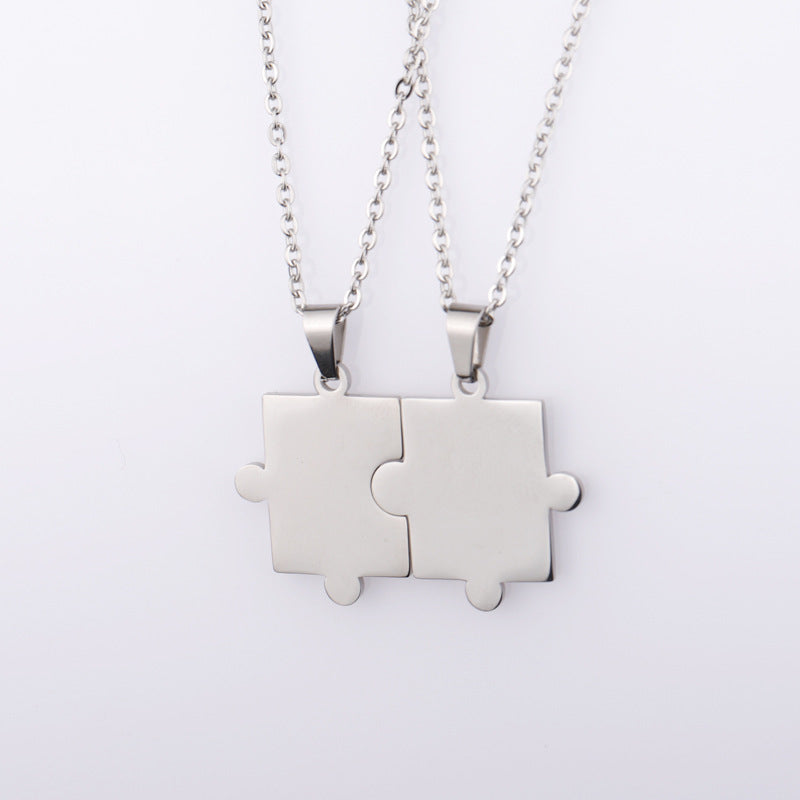 Simple Style Jigsaw Titanium Steel Plating 18k Gold Plated Pendant Necklace