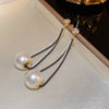 1 Pair Korean Style Chain Plating Artificial Pearl Copper Silver Plated Drop Earrings