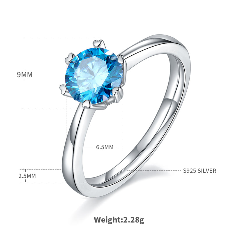 Luxurious Classic Style Round Sterling Silver Gra Plating Inlay Moissanite Rhodium Plated Silver Plated Rings