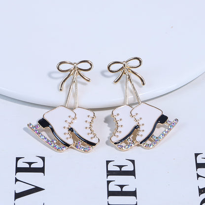 1 Pair Cute Skates Plating Inlay Alloy Diamond Gold Plated Drop Earrings