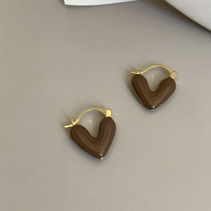 1 Pair Elegant Sweet Heart Shape Copper Plating Earrings