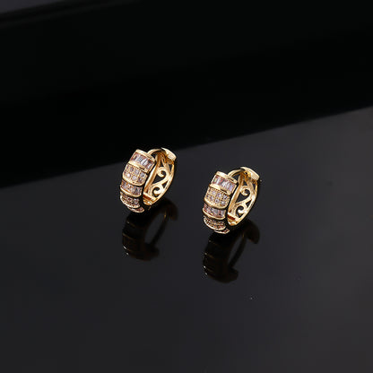 1 Pair Simple Style Circle Plating Inlay Copper Zircon Gold Plated Silver Plated Ear Studs