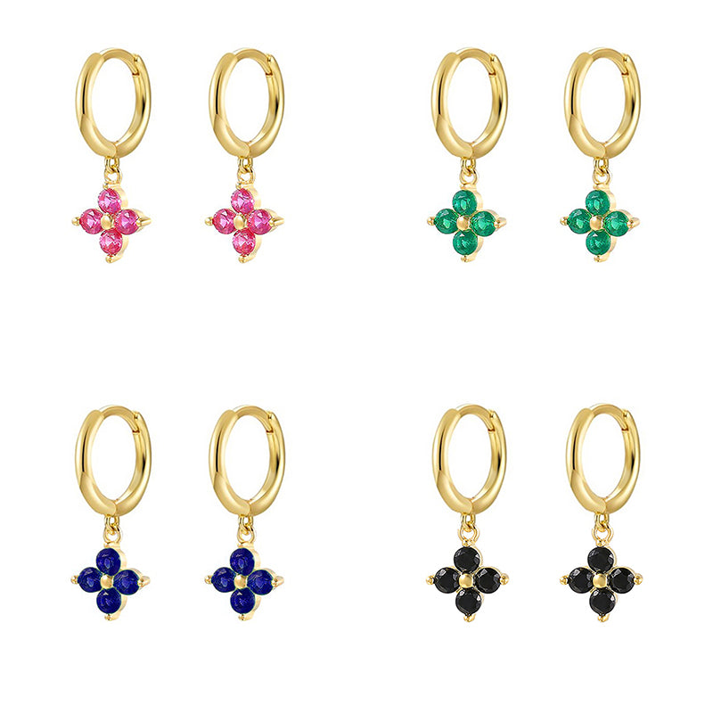 1 Pair Elegant Vintage Style Shiny Four Leaf Clover Plating Inlay Copper Zircon Gold Plated Drop Earrings