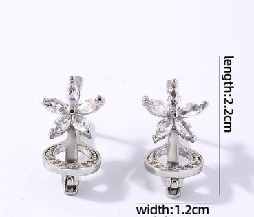 1 Pair Casual Simple Style Flower Plating Inlay Copper Zircon White Gold Plated Gold Plated Drop Earrings