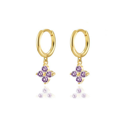 1 Pair Elegant Vintage Style Shiny Four Leaf Clover Plating Inlay Copper Zircon Gold Plated Drop Earrings