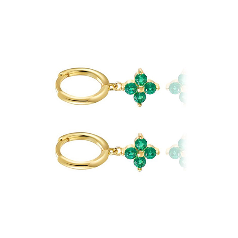 1 Pair Elegant Vintage Style Shiny Four Leaf Clover Plating Inlay Copper Zircon Gold Plated Drop Earrings