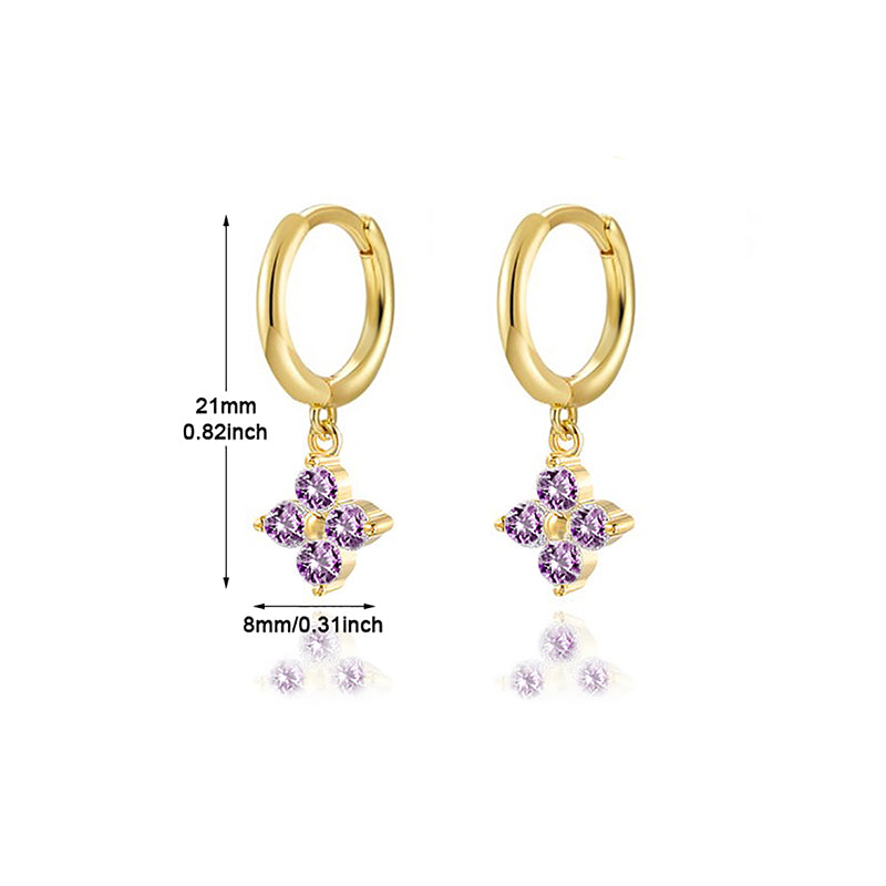 1 Pair Elegant Vintage Style Shiny Four Leaf Clover Plating Inlay Copper Zircon Gold Plated Drop Earrings