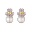 1 Pair Casual Elegant Simple Style Flower Petal Plating Inlay Copper Artificial Pearls Zircon 18k Gold Plated Ear Studs