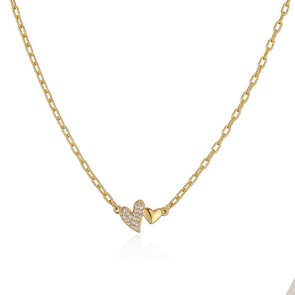 Ig Style Elegant Simple Style Heart Shape Copper Plating Inlay Zircon 18k Gold Plated Bracelets Necklace