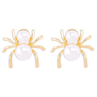 Wholesale Jewelry Exaggerated Funny Simple Style Spider Artificial Pearl Alloy Ear Studs