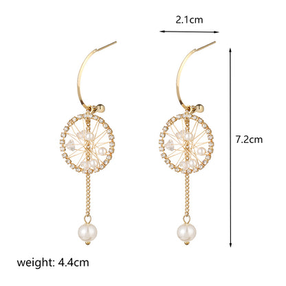 1 Pair Retro Flower Plating Inlay Copper Zircon 18k Gold Plated Drop Earrings