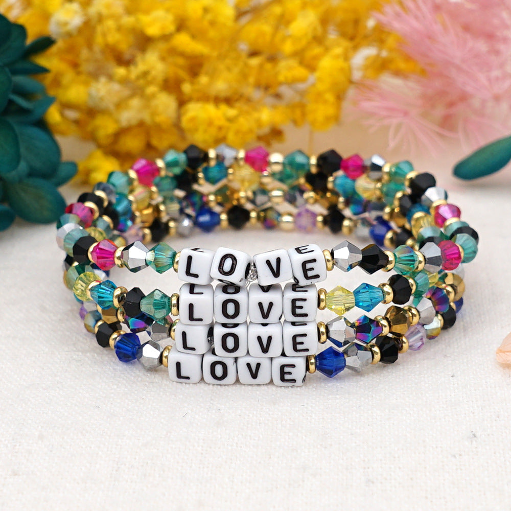 Bohemian Letter Rhombus Artificial Crystal Unisex Bracelets