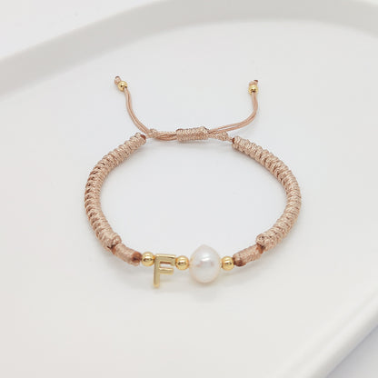 Simple Style Letter Freshwater Pearl Rope Knitting Women's Drawstring Bracelets