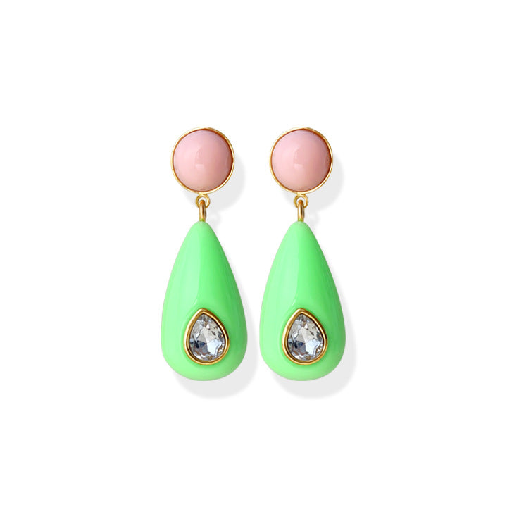 1 Pair Ig Style Water Droplets Plating Inlay Plastic Resin Brass Zircon Gold Plated Ear Studs