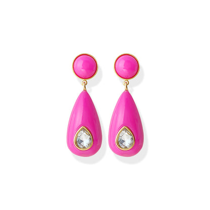 1 Pair Ig Style Water Droplets Plating Inlay Plastic Resin Brass Zircon Gold Plated Ear Studs