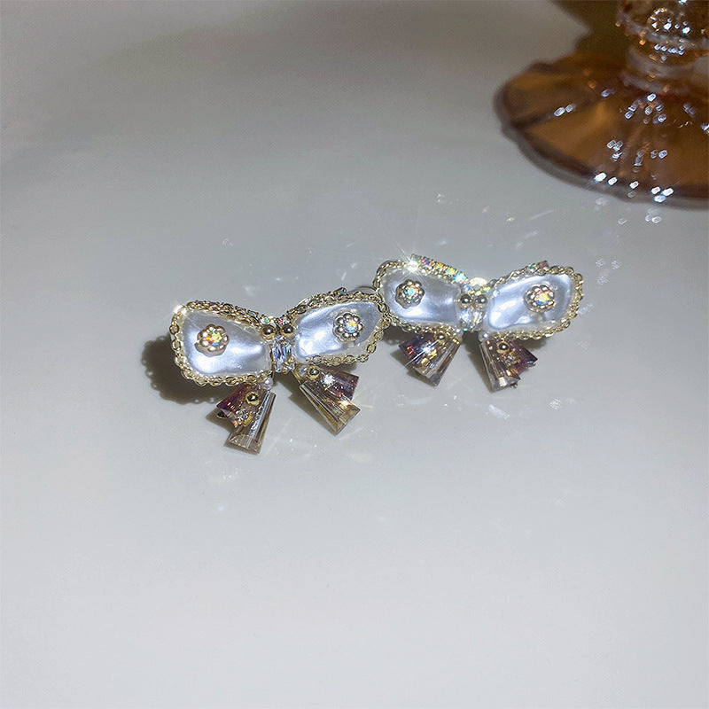 1 Pair Sweet Heart Shape Flower Plating Inlay Artificial Crystal Artificial Diamond Crystal Gold Plated Earrings