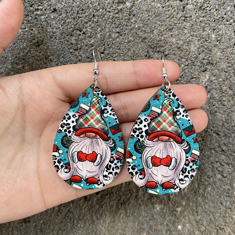 1 Pair Vintage Style Christmas House Christmas Tree Santa Claus Wood Drop Earrings