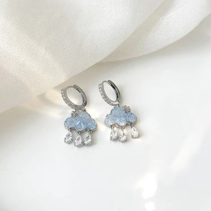 1 Pair Sweet Clouds Plating Mixed Materials Drop Earrings