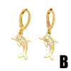 1 Pair Sweet Dolphin Heart Shape Plating Inlay Copper Zircon 18k Gold Plated Drop Earrings