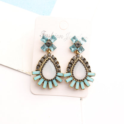 1 Pair Elegant Classical Vintage Style Leaves Plating Inlay Alloy Rhinestones Glass Gold Plated Drop Earrings