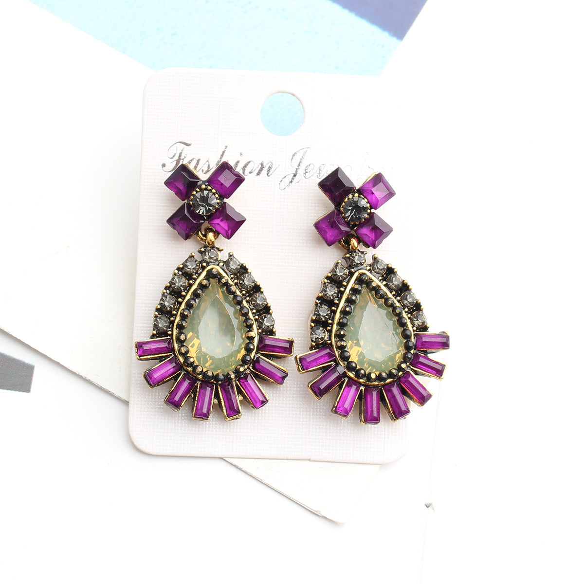 1 Pair Elegant Classical Vintage Style Leaves Plating Inlay Alloy Rhinestones Glass Gold Plated Drop Earrings