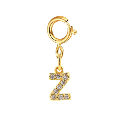 Basic Letter Stainless Steel Copper Zircon Pendant Necklace In Bulk