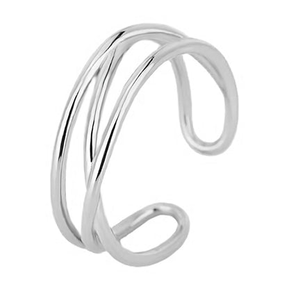 Shiny Solid Color Sterling Silver Plating Open Rings