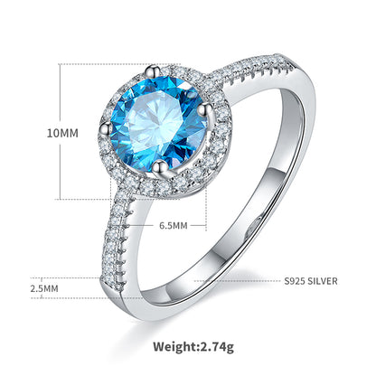 Elegant Classic Style Round Sterling Silver Plating Inlay Moissanite White Gold Plated Rings