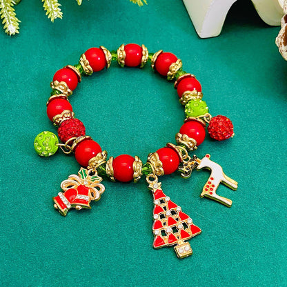 Cartoon Style Cute Santa Claus Snowflake Elk 14k Gold Plated Zircon Alloy Wholesale Bracelets