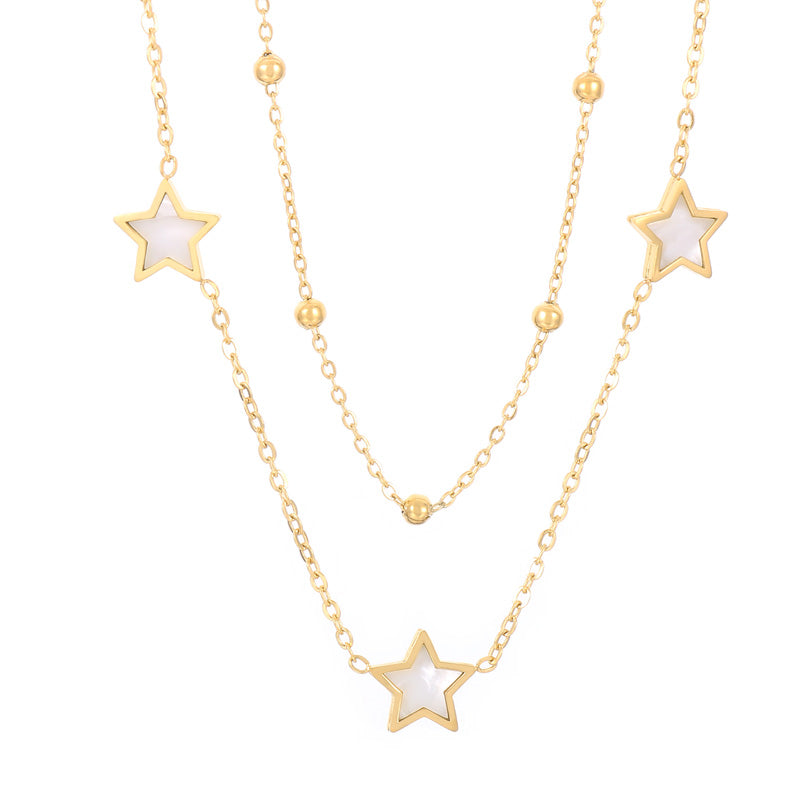 Sweet Simple Style Star Stainless Steel Plating Gold Plated Double Layer Necklaces