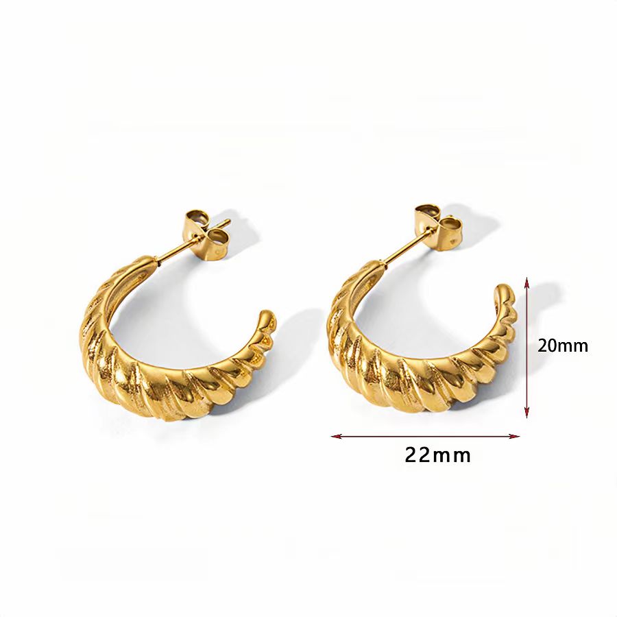 1 Pair Elegant Classic Style C Shape Plating Stainless Steel 18k Gold Plated Ear Studs