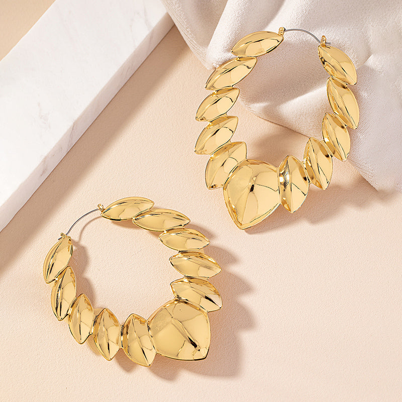 1 Pair Glam Exaggerated Luxurious Leaf Leaves Plating Alloy Ferroalloy 14k Gold Plated Earrings