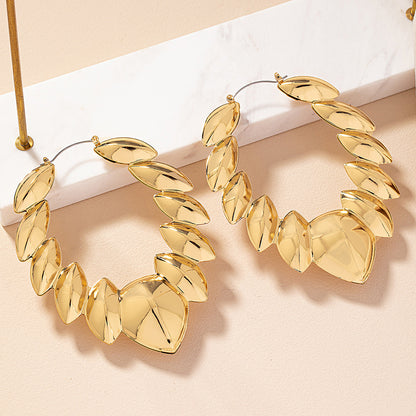 1 Pair Glam Exaggerated Luxurious Leaf Leaves Plating Alloy Ferroalloy 14k Gold Plated Earrings