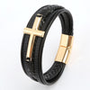 Casual Streetwear Cross Stainless Steel Pu Leather Bangle