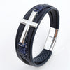 Casual Streetwear Cross Stainless Steel Pu Leather Bangle