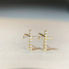 1 Pair Basic Cross Inlay Sterling Silver Moissanite Ear Studs