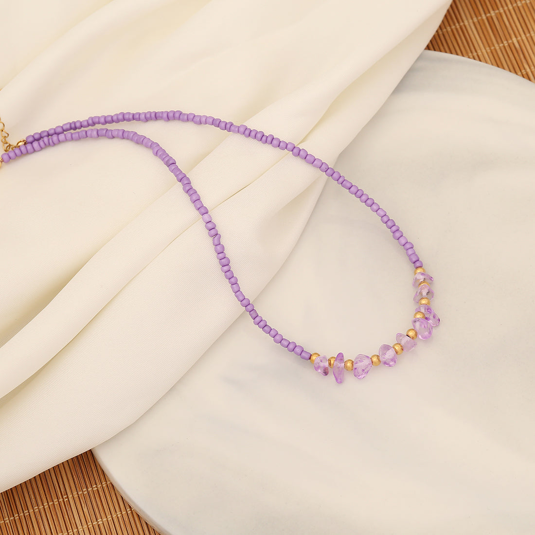 Elegant Lady Irregular Natural Stone Beaded Necklace