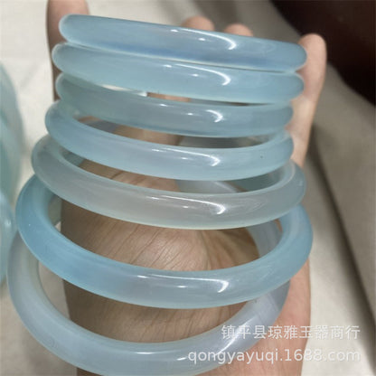 Natural Agate Chalcedony Ladies Ice-like Sky Blue Jade Bracele