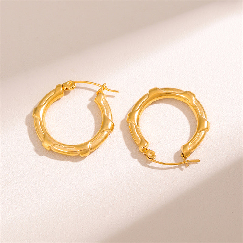 1 Pair Retro Simple Style U Shape Round Oval Plating Stainless Steel 18k Gold Plated Earrings