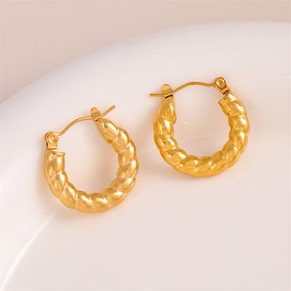 1 Pair Retro Simple Style U Shape Round Oval Plating Stainless Steel 18k Gold Plated Earrings