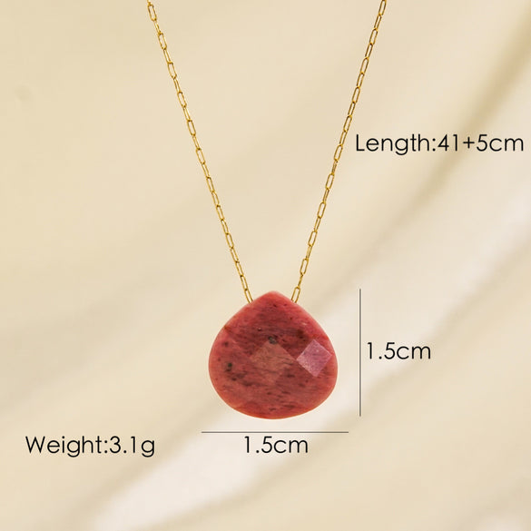 304 Stainless Steel Natural Stone 14K Gold Plated Classic Style Plating Water Droplets Pendant Necklace
