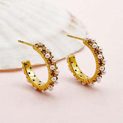 1 Pair Elegant Sweet Simple Style C Shape Plating Stainless Steel Gold Plated Earrings