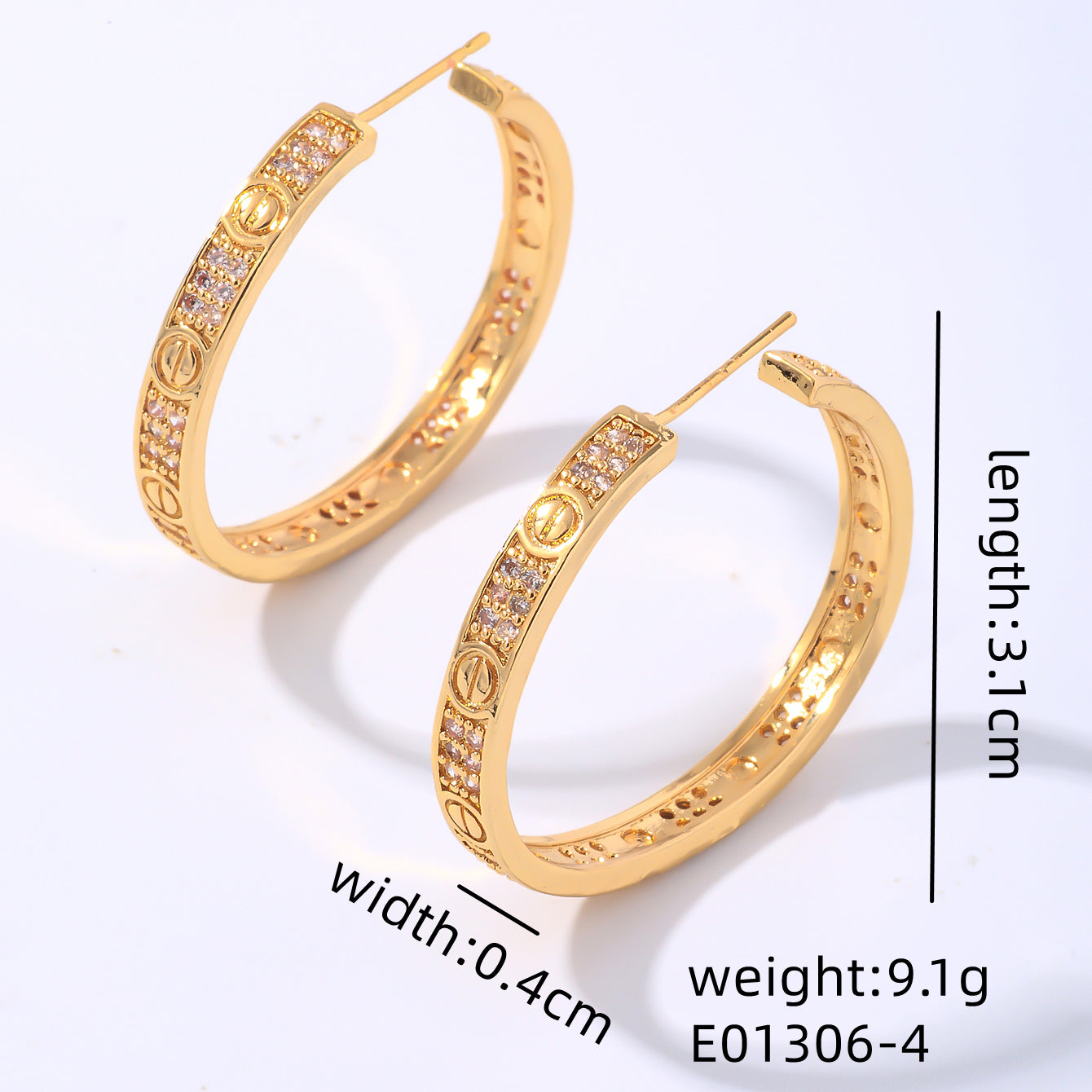 1 Pair Elegant Shiny Round Plating Inlay Copper Zircon Gold Plated Earrings